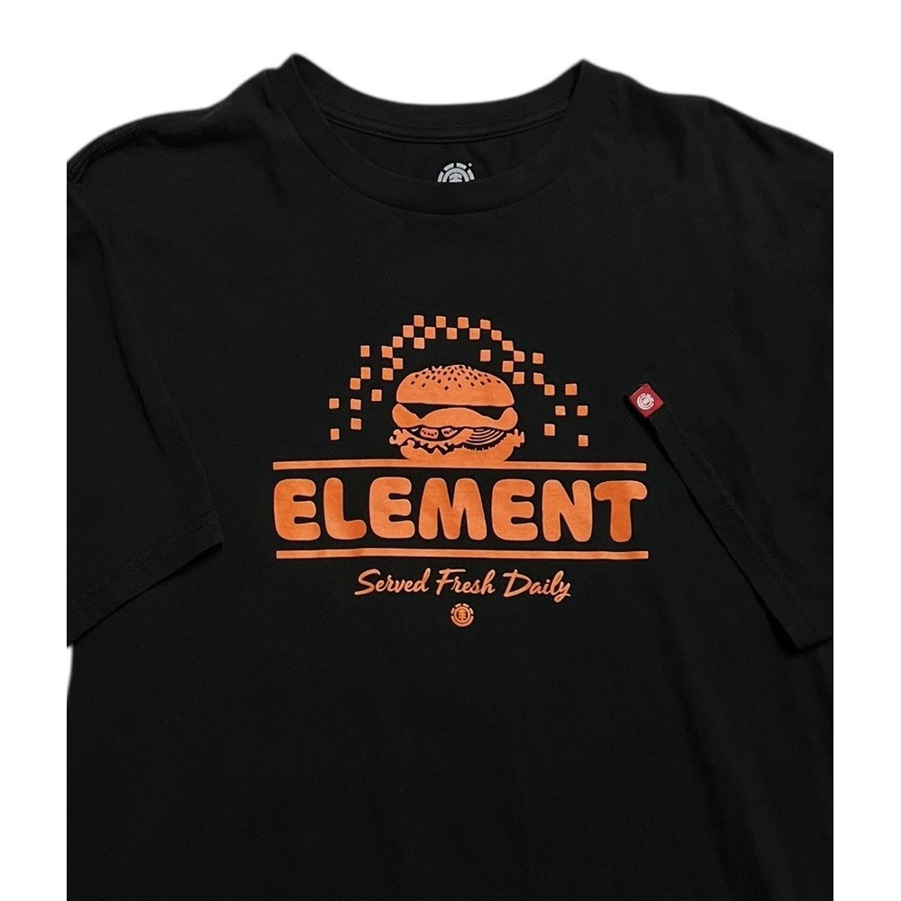 Element Skate T-Shirt Served Fresh‎ Daily Hamburger Short Sleeve Black Size XL